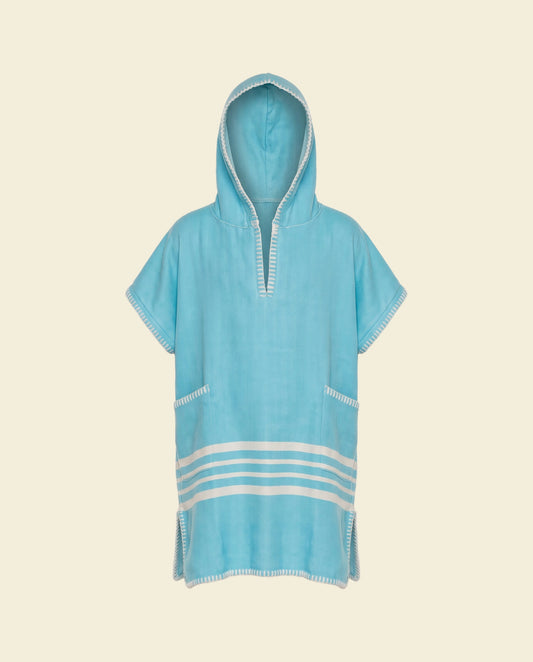 kinder strandponcho hamam turquoise - op kleur