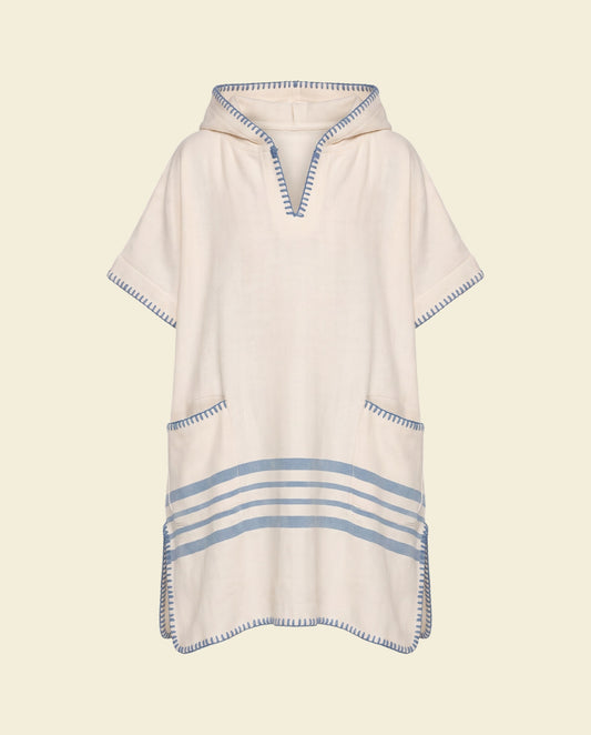 kinder strandponcho natural air blue - op kleur