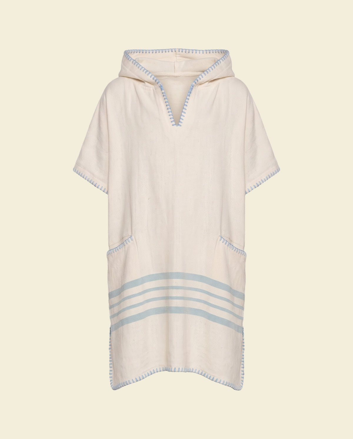 kinder strandponcho natural light blue - op kleur