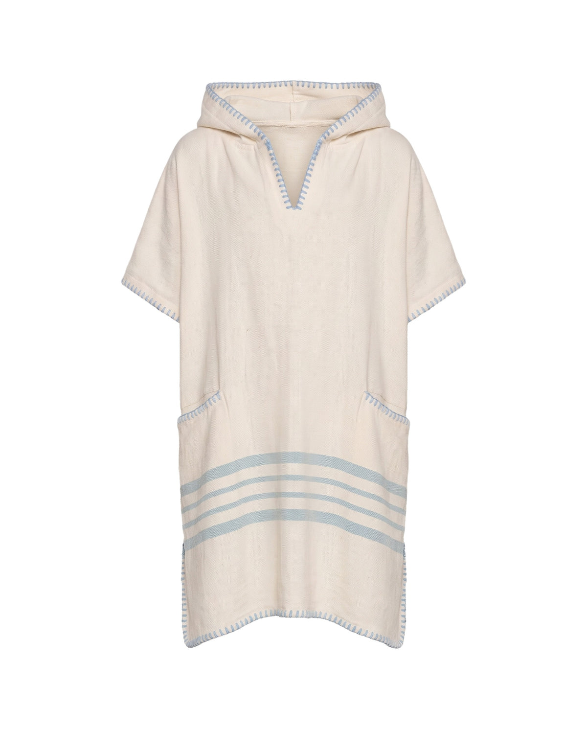 kinder strandponcho natural light blue - vrijstaand