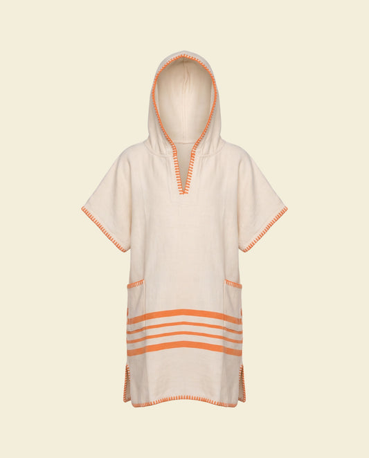 kinder strandponcho natural orange - op kleur