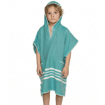 kinder strandponcho emerald