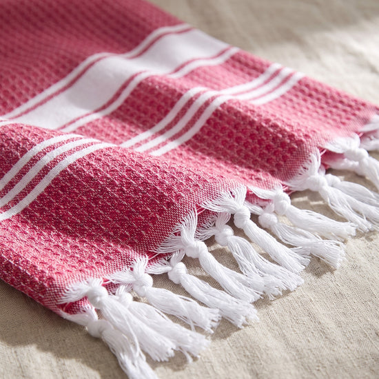 kleine hamamdoek honingraat cerise - detail