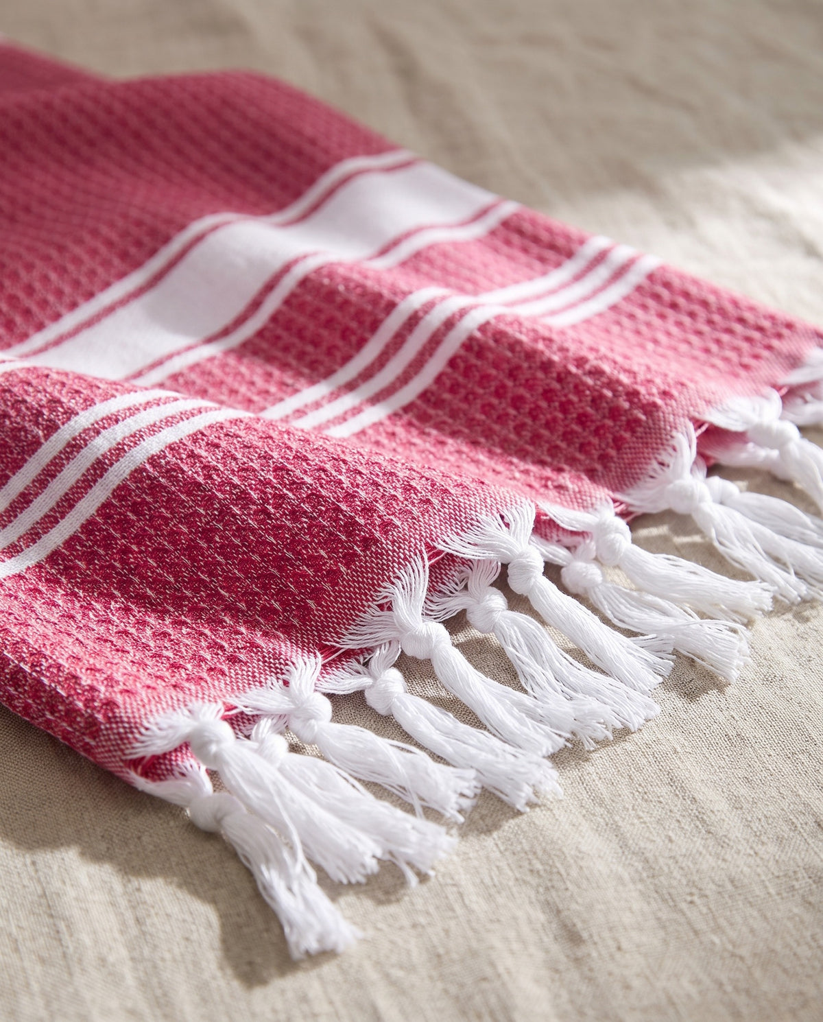 kleine hamamdoek honingraat cerise - detail