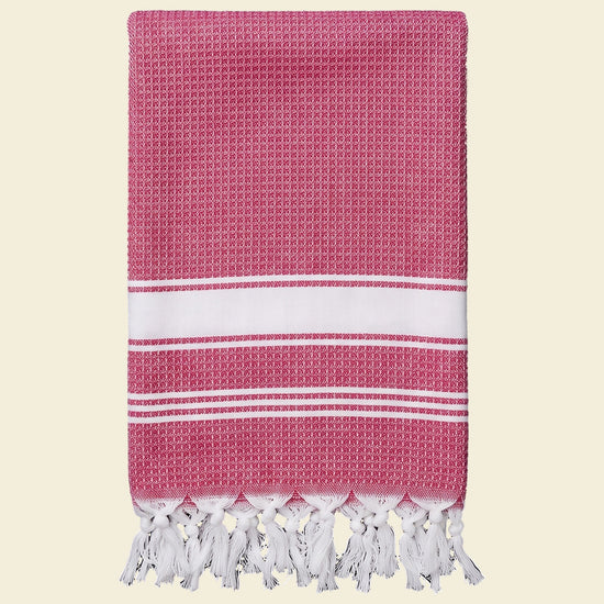 kleine hamamdoek honingraat cerise - op kleur