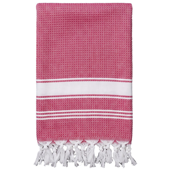 kleine hamamdoek honingraat cerise - vrijstaand