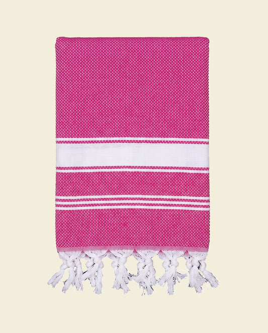 kleine hamamdoek honingraat fuchsia - op kleur