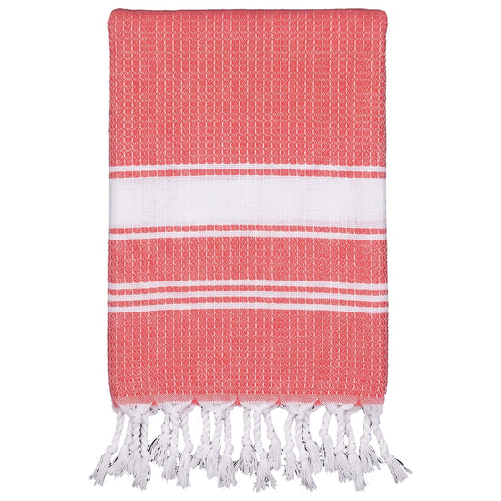 kleine hamamdoek honingraat koraalrood - vrijstaand