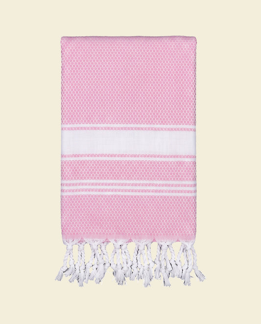 kleine hamamdoek honingraat roze - op kleur
