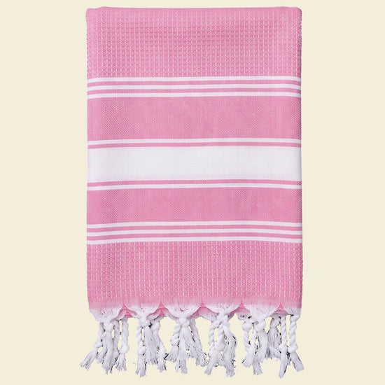 kleine hamamdoek honingraat sorbetroze - op kleur
