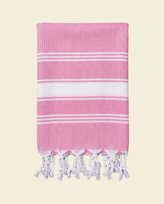 kleine hamamdoek honingraat sorbetroze - op kleur