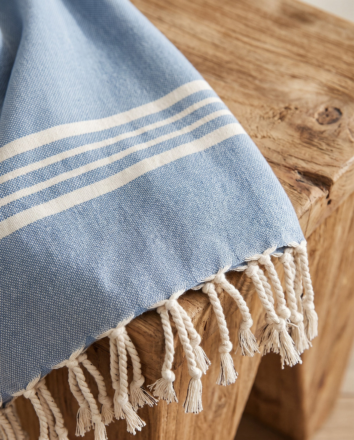kleine hamamdoek Krem Sultan air blue - detail