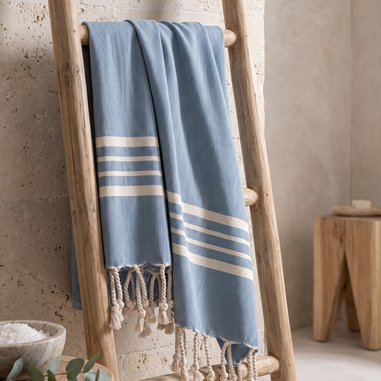 kleine hamamdoek Krem Sultan air blue - sfeer