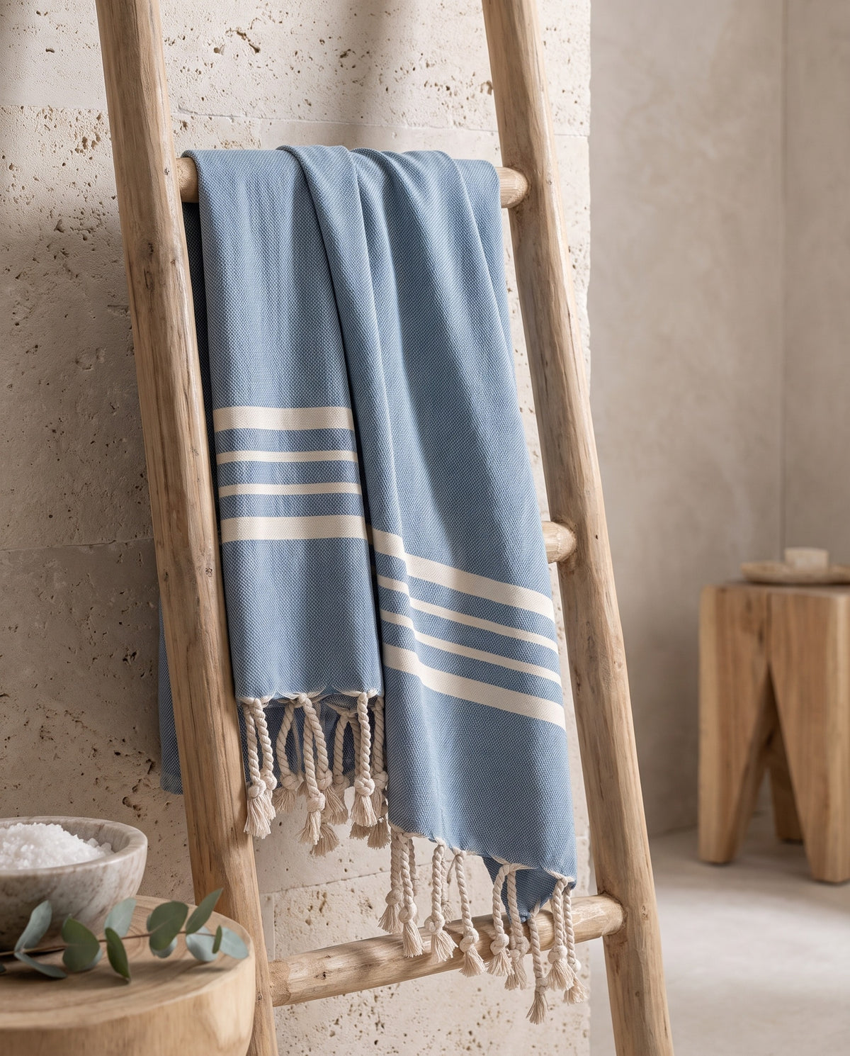 kleine hamamdoek Krem Sultan air blue - sfeer