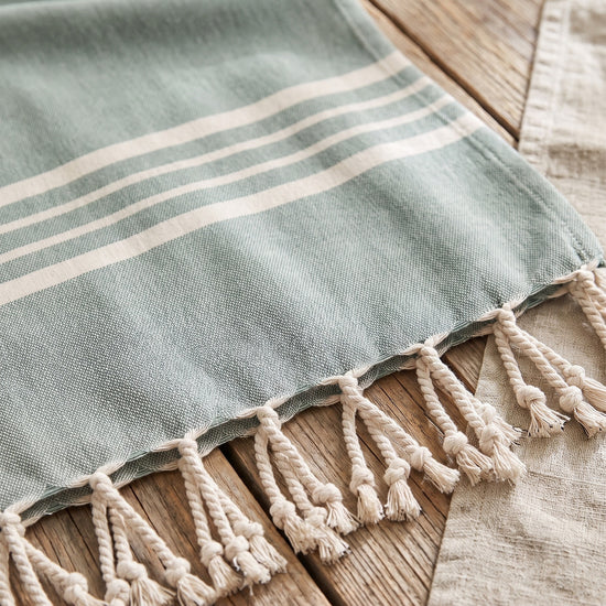 kleine hamamdoek Krem Sultan almond green - detail