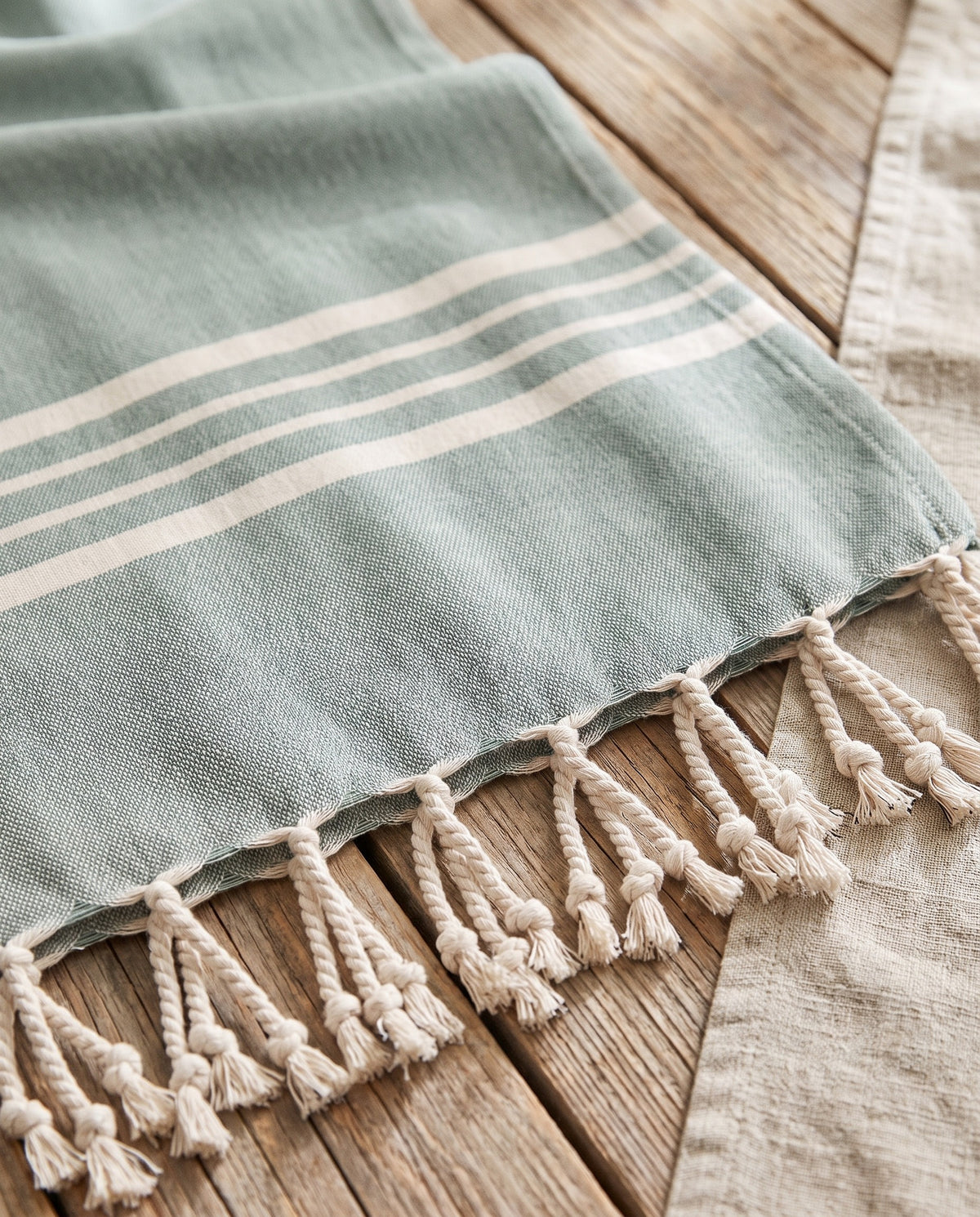kleine hamamdoek Krem Sultan almond green - detail