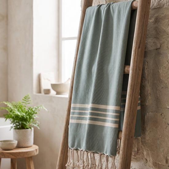 kleine hamamdoek Krem Sultan almond green - sfeer
