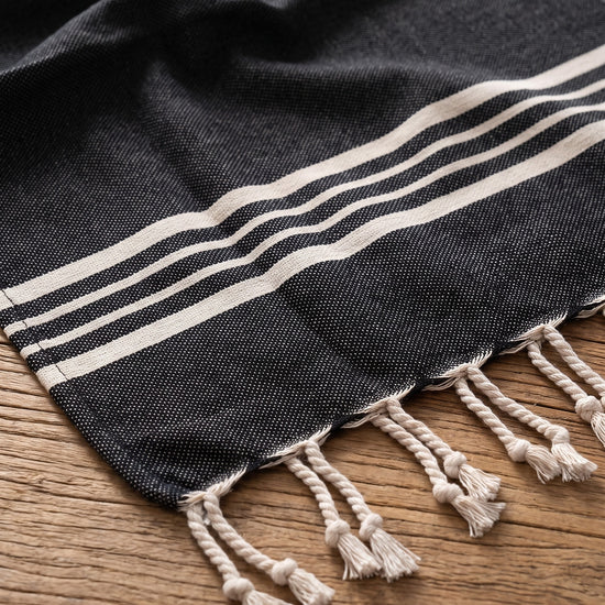 kleine hamamdoek Krem Sultan black - detail