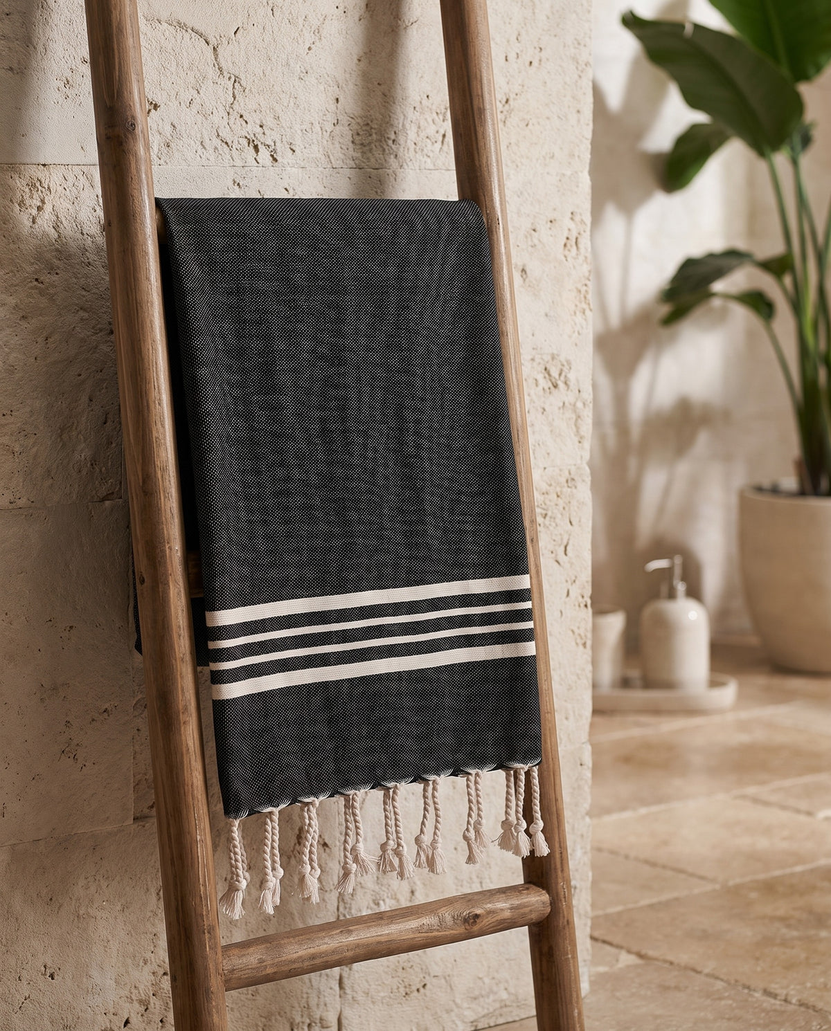 kleine hamamdoek Krem Sultan black - sfeer