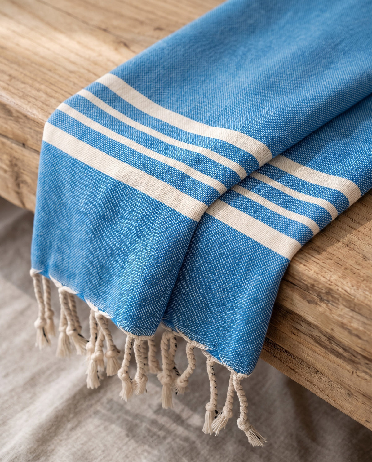 kleine hamamdoek Krem Sultan blue - detail