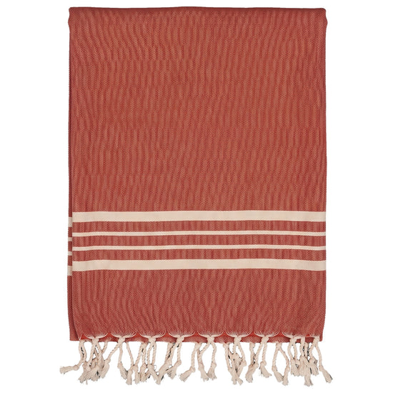 kleine hamamdoek Krem Sultan brick red - vrijstaand