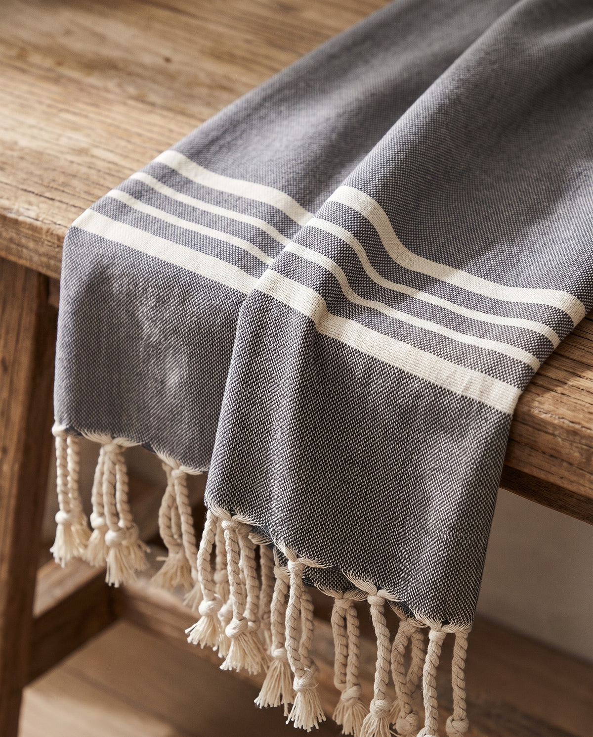 kleine hamamdoek Krem Sultan dark grey - detail