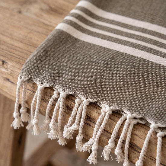 kleine hamamdoek Krem Sultan khaki - detail