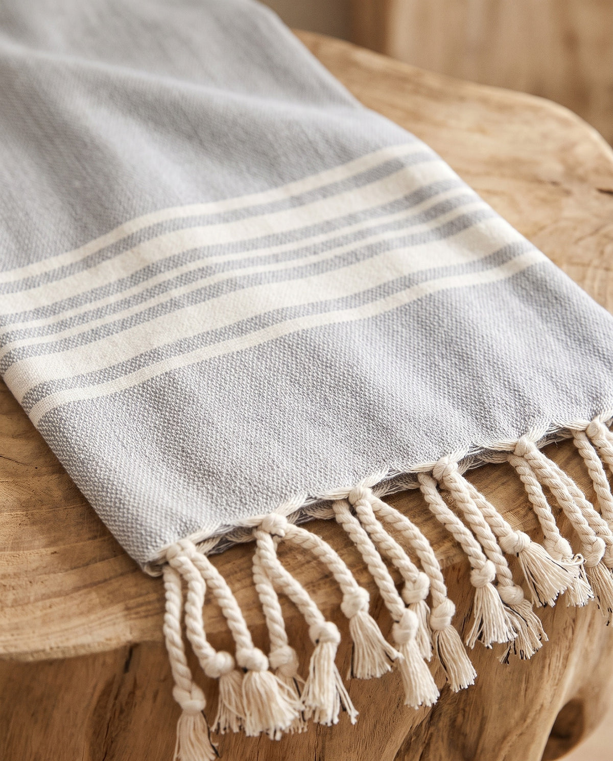 kleine hamamdoek Krem Sultan light grey - detail