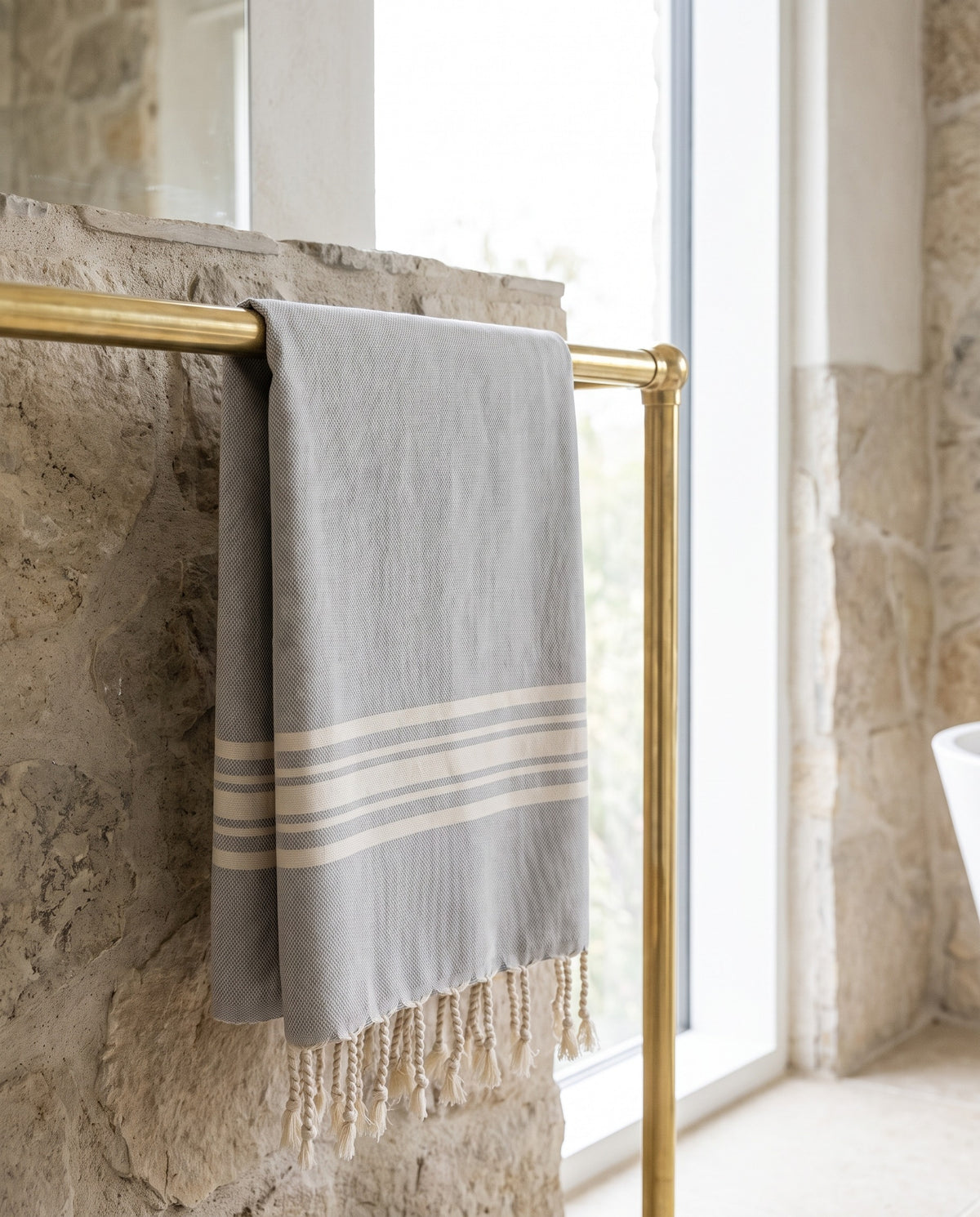 kleine hamamdoek Krem Sultan light grey - sfeer