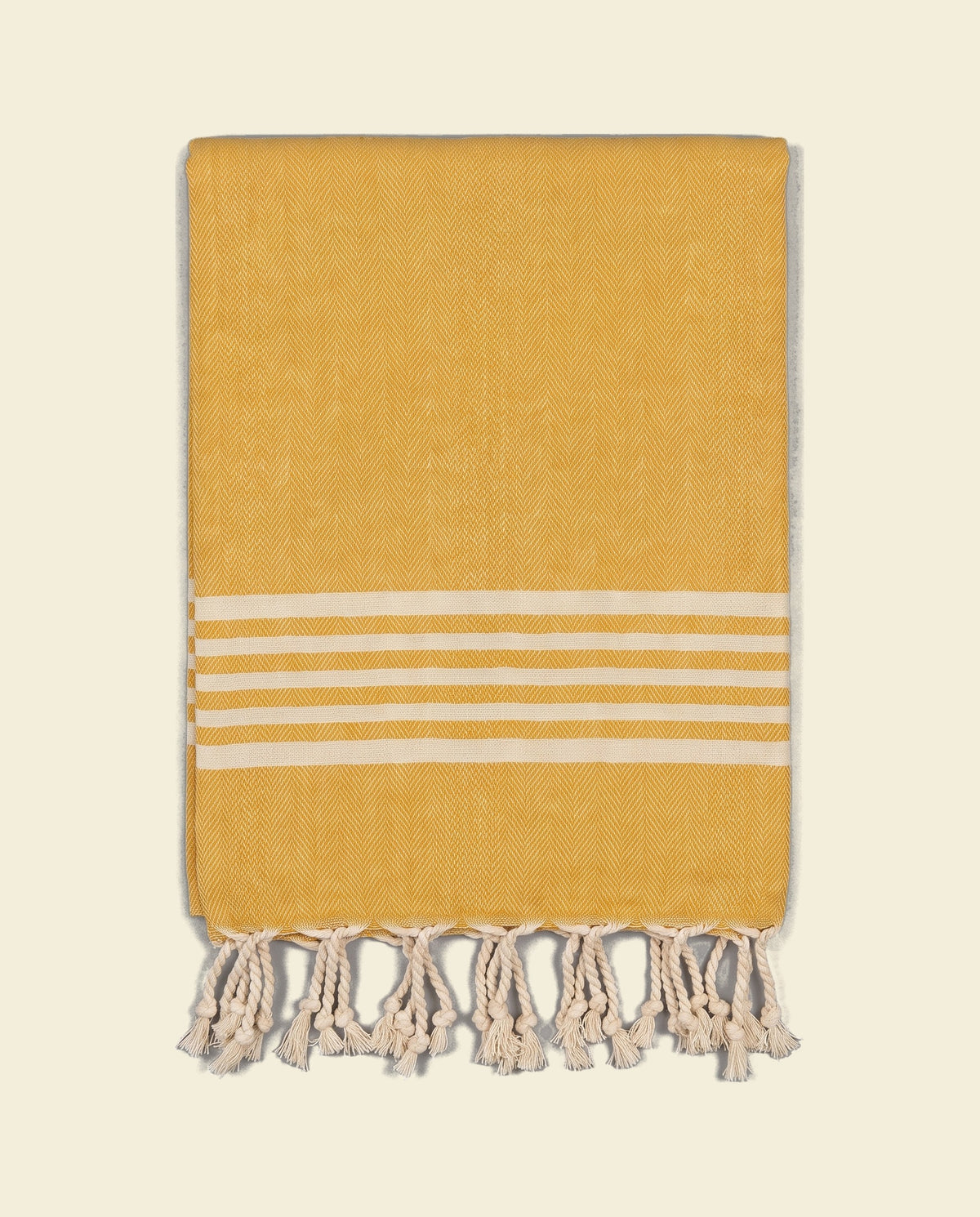 kleine hamamdoek Krem Sultan mustard yellow - op kleur