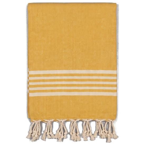 kleine hamamdoek Krem Sultan mustard yellow - vrijstaand