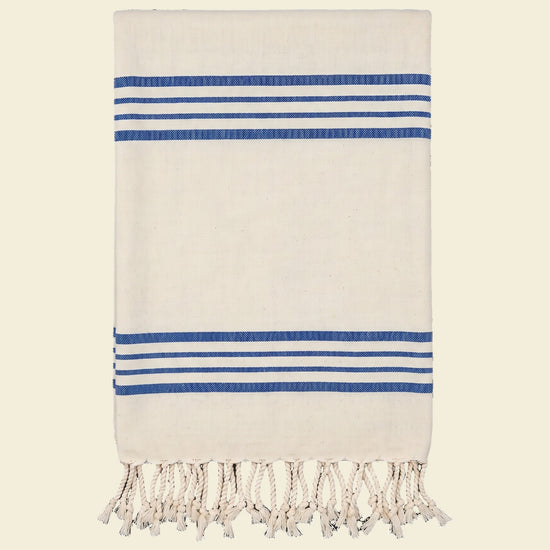 kleine hamamdoek Krem Sultan natural royal blue - op kleur