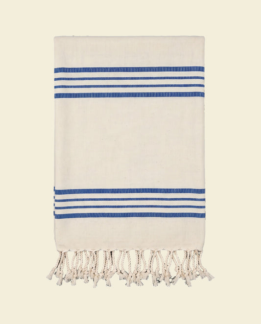 kleine hamamdoek Krem Sultan natural royal blue - op kleur