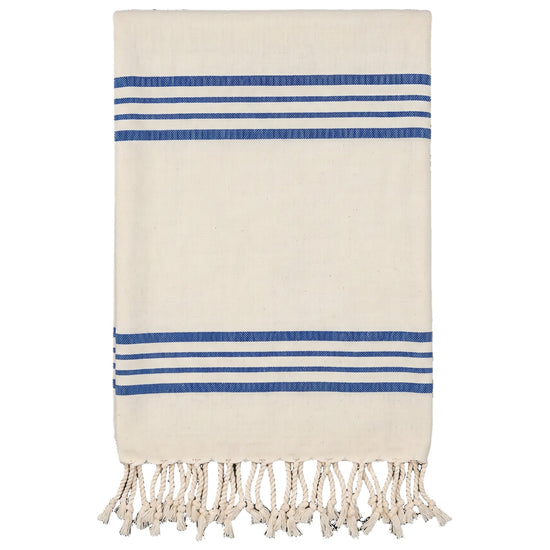 kleine hamamdoek Krem Sultan natural royal blue - vrijstaand