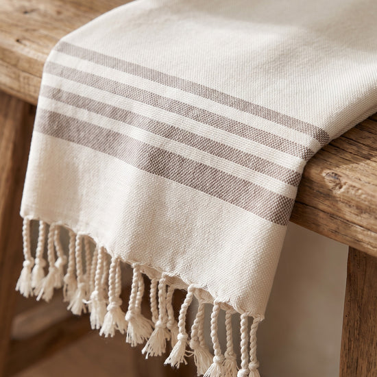 kleine hamamdoek Krem Sultan natural taupe - detail
