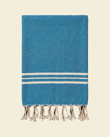 kleine hamamdoek Krem Sultan petrol  blue - op kleur