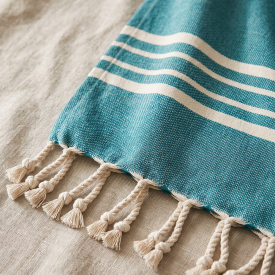 kleine hamamdoek Krem Sultan petrol - detail