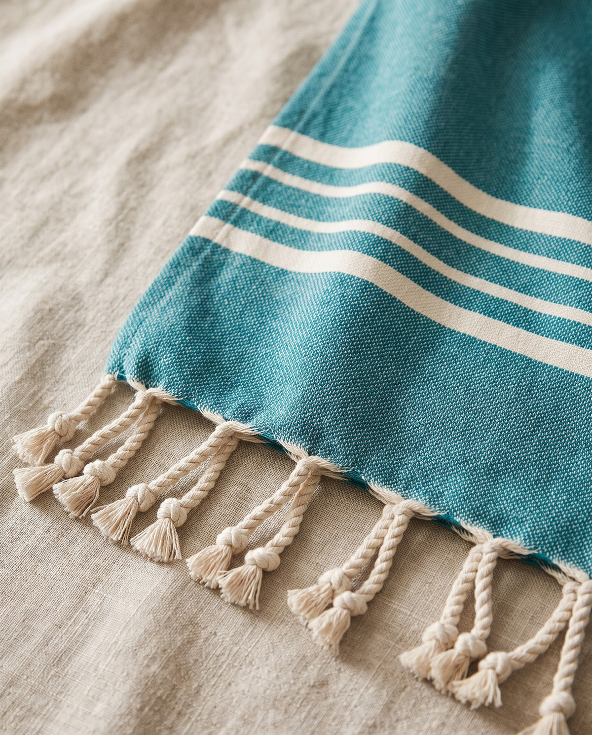 kleine hamamdoek Krem Sultan petrol - detail