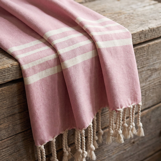 kleine hamamdoek Krem Sultan rose pink - detail