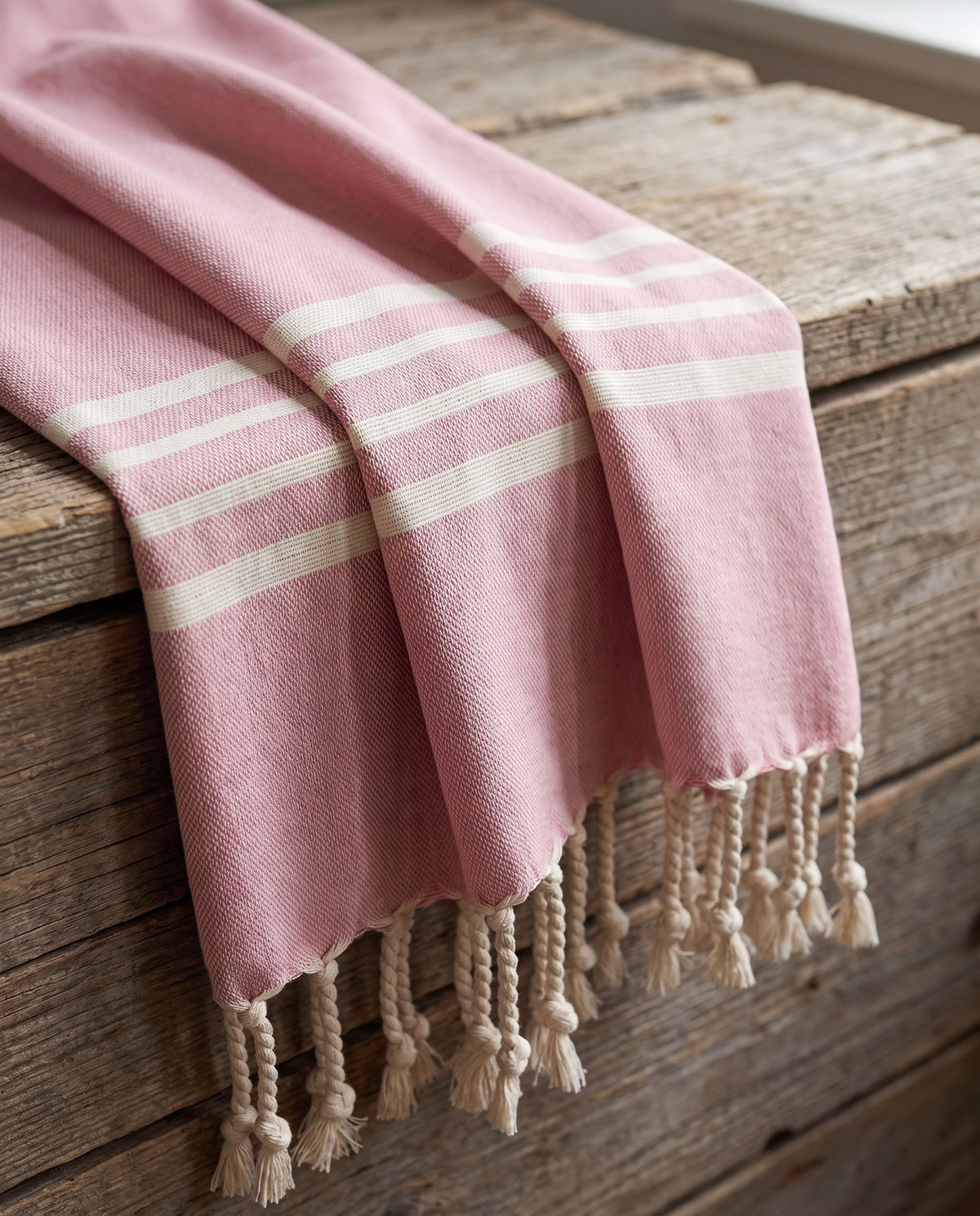 kleine hamamdoek Krem Sultan rose pink - detail