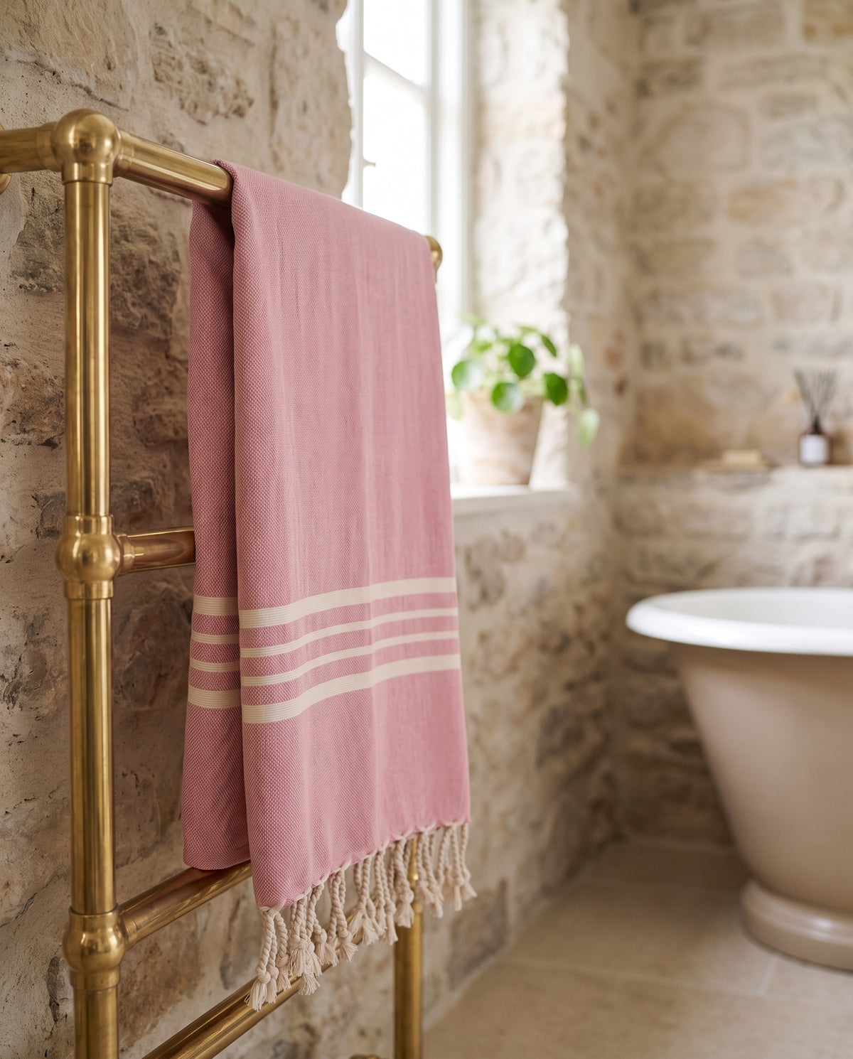 kleine hamamdoek Krem Sultan rose pink - sfeer