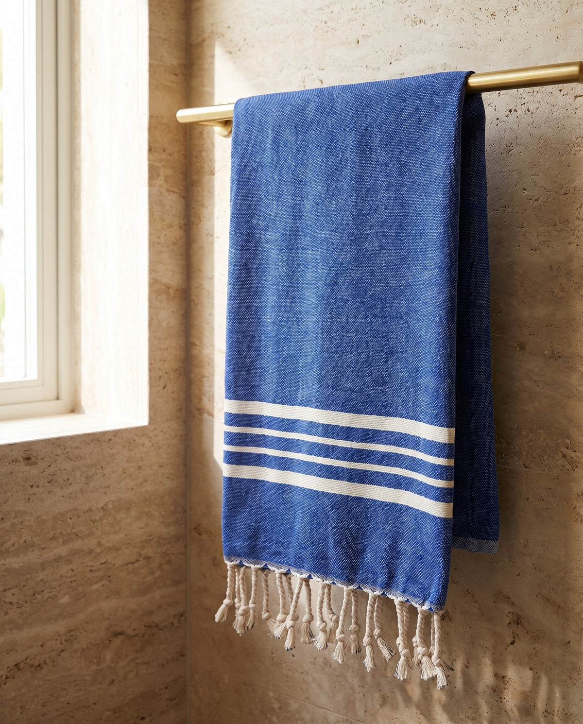 kleine hamamdoek Krem Sultan royal blue - sfeer