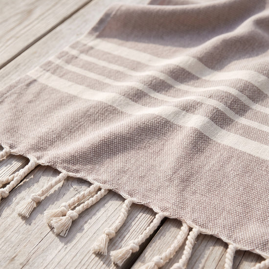 kleine hamamdoek Krem Sultan taupe - detail