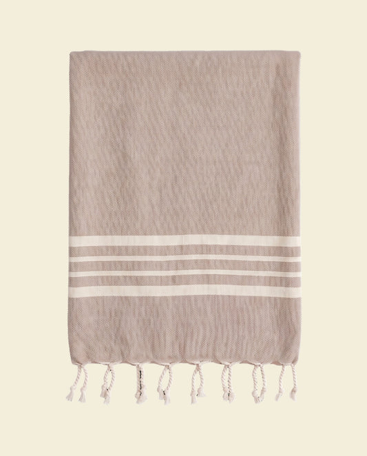 kleine hamamdoek Krem Sultan taupe - op kleur