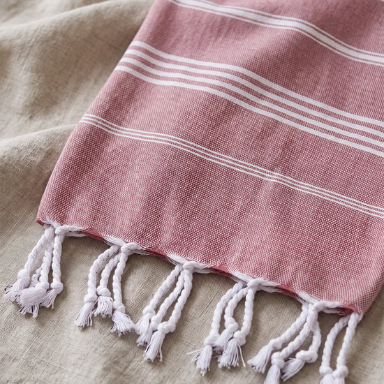 kleine hamamdoek Leyla dusty rose - detail