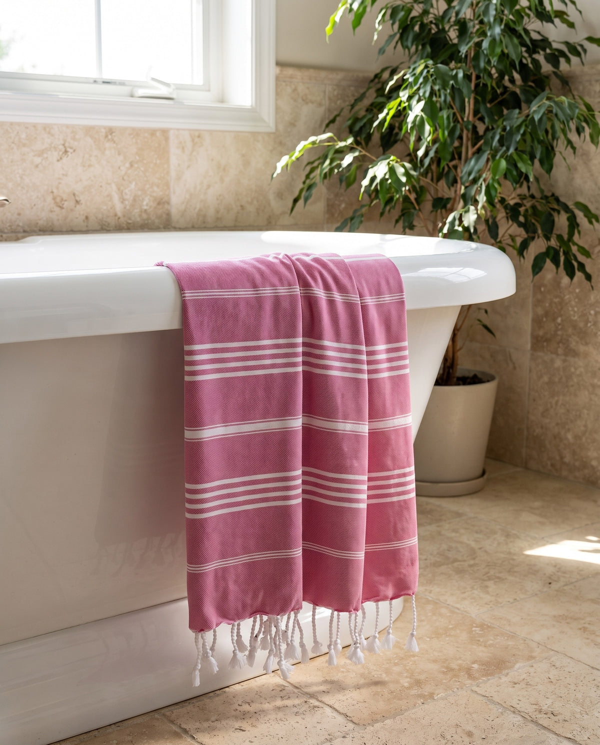kleine hamamdoek Leyla fuchsia - sfeer