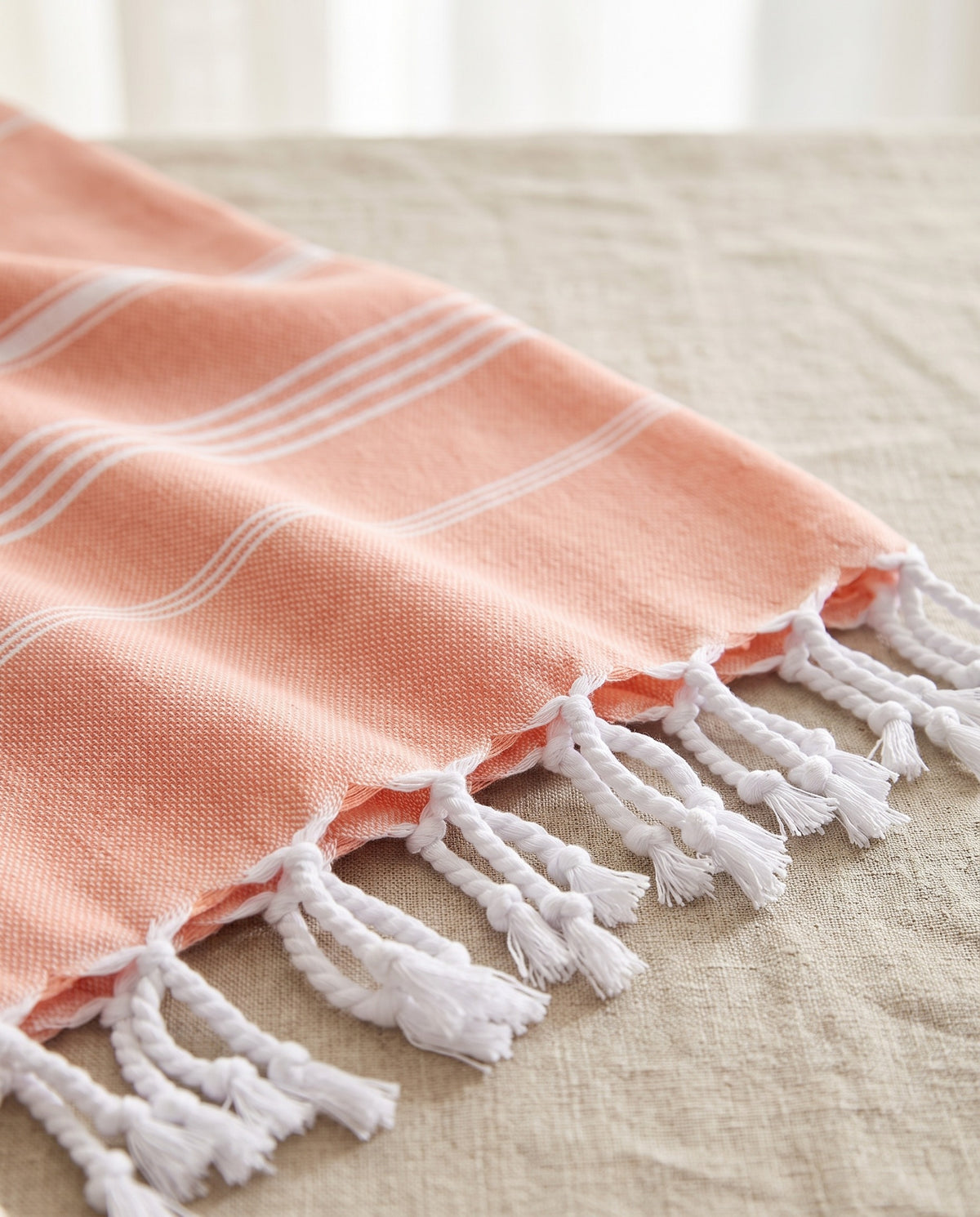 kleine hamamdoek Leyla melon - detail