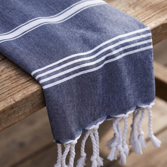 kleine hamamdoek Leyla navy - detail