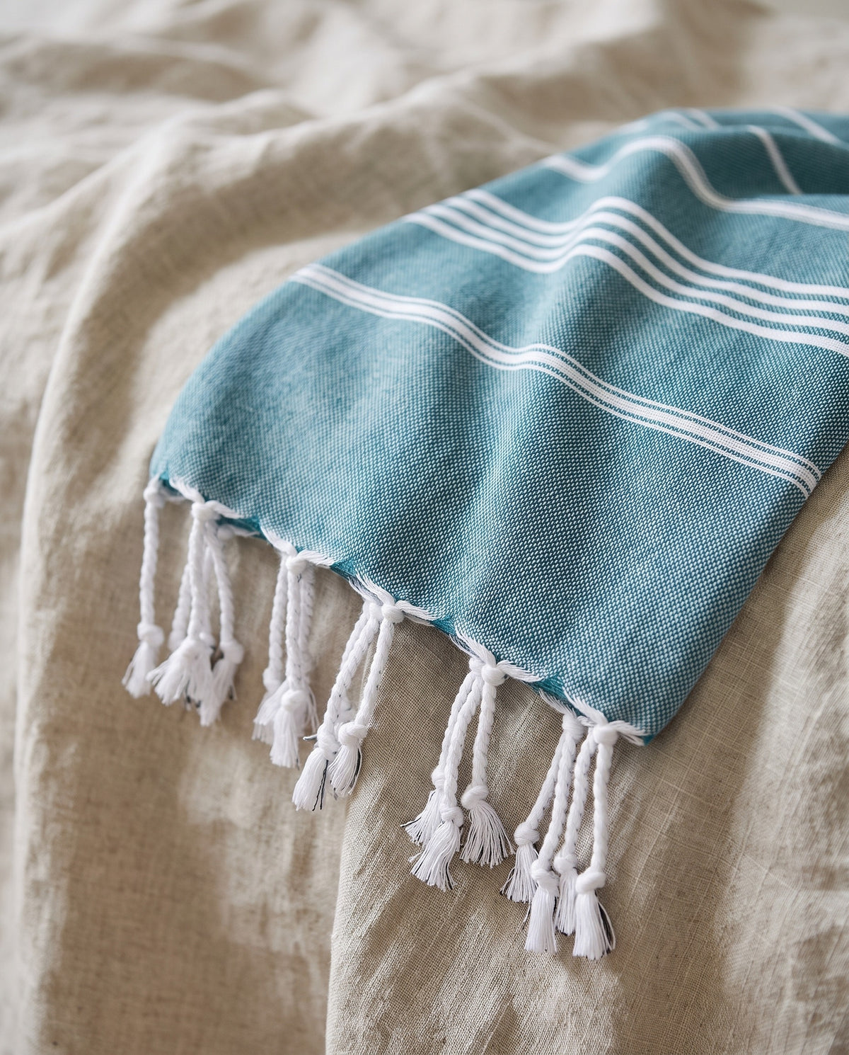 kleine hamamdoek Leyla petrol - detail