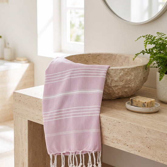 kleine hamamdoek Leyla pink - sfeer